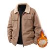 Corduroy Work Jacket for Winter Men's Plush Thickened Lamb Velvet Collar Jacket for Middle-aged and Elderly Cotton Clothing