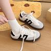 Dexun Shoes Women's New Leather Flat-soled White Shoes In Summer 2025 Color Matching Retro Versatile Sports and Leisure Board Shoes