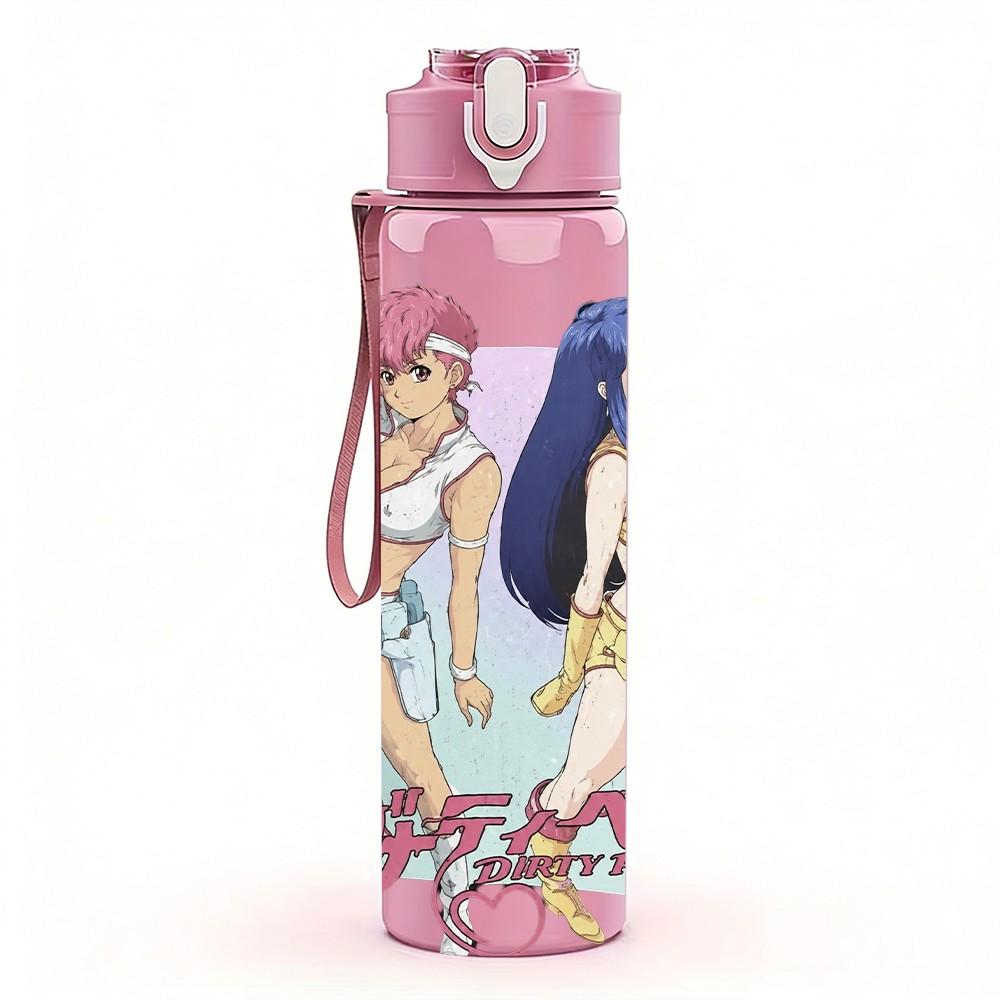 1PC Anime Girl Character Art 750ml sports water bottle leakproof straw lid outdoor office home