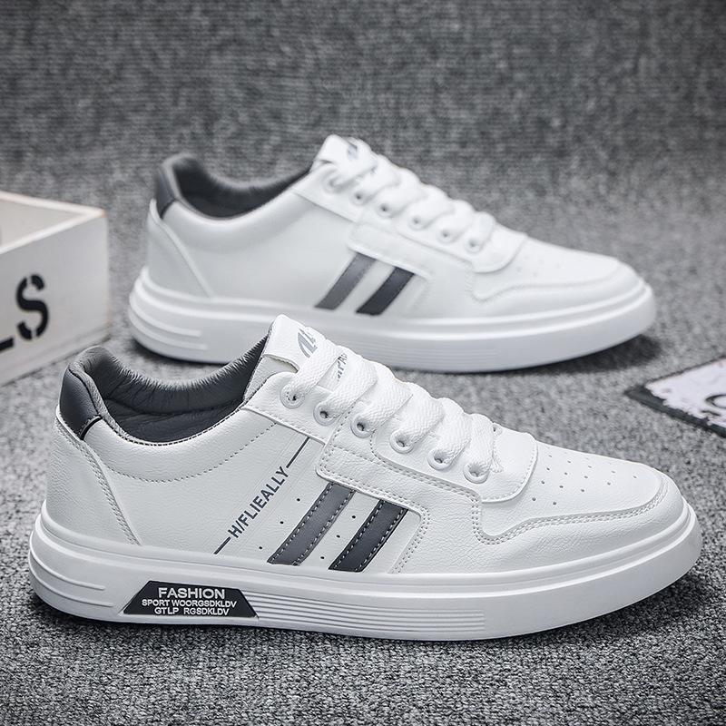 Fashion New Men's Leather Sneakers White Men Vulcanized Shoes Autumn Young Simple Popular Hard-wearing Lightweight Water Proof Flat Shoe