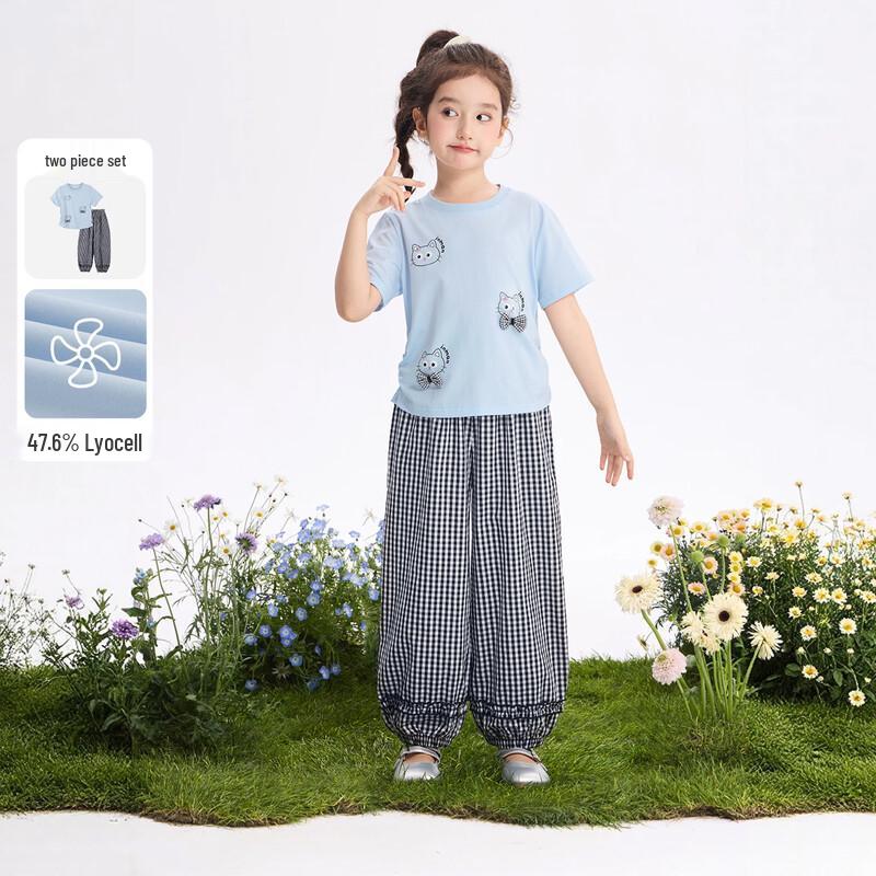 Xiaoyinman Girls  Cartoon Print Casual Two-Piece Set 110