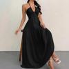 Nuovo top a fascia tinta unita estivo sexy con spalline a halter abito casual da vacanza al mare per il collo