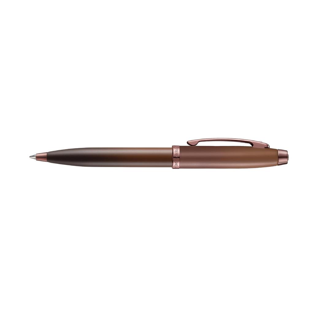 Sheaffer 100 9374 Coffee Edition Matte Brown Ballpoint Pen with Regal Brown PVD Appointment and White Dot of Excellence