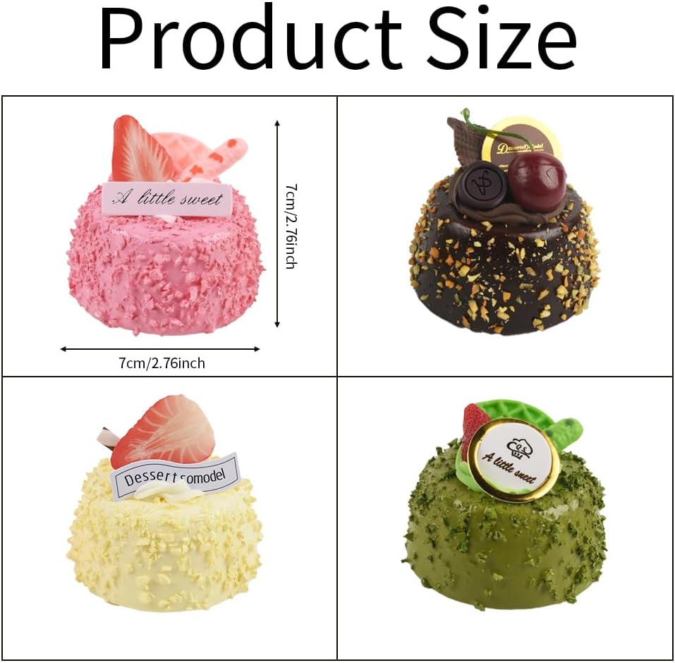 4pcs Artificial Chocolate Cake Model Ornament Simulation Cake Simulated Dessert Photo Props for Home Kitchen Party Decoration