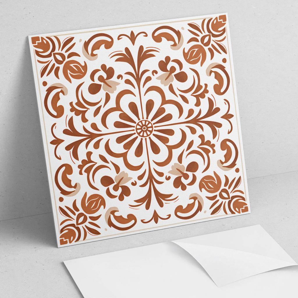 Printed Vinyl Tiles - Bedroom Decoration Ornamental Floral Pattern 9x30x30 Cm