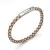 1pc 19/20/21/22cm Leather Cord Bracelet Vintage Stainless Steel Buckle Braided Rope Bracelet For DIY Fashion Crafts Jewelry Gift