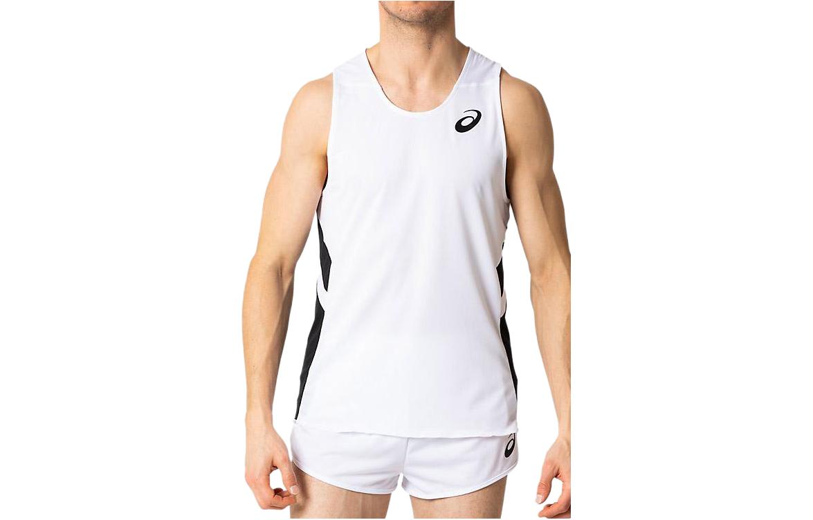 ASICS Running Tank Tops Men s White Crew Neck Moderate Straight Fit 2091A124-100 L
