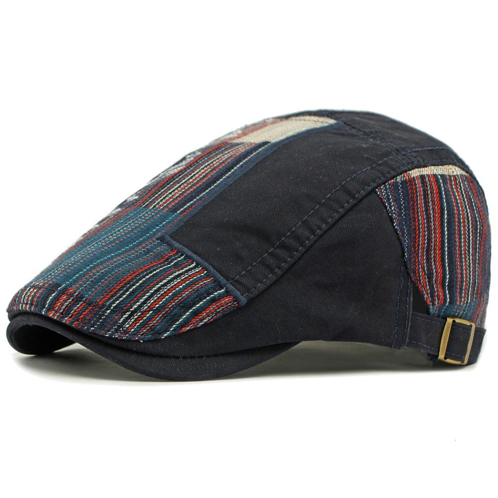 HT4806 Beret Cap Spring Summer Autumn Hats for Men Women Vintage Patchwork Beret Hat Male Female Ivy Flat Cap Adjustable Berets