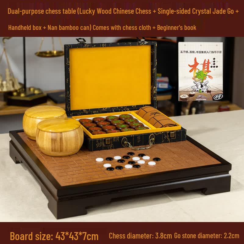 Mussels 2-in-1 Wooden Chinese Chess & Crystal Jade Go Set