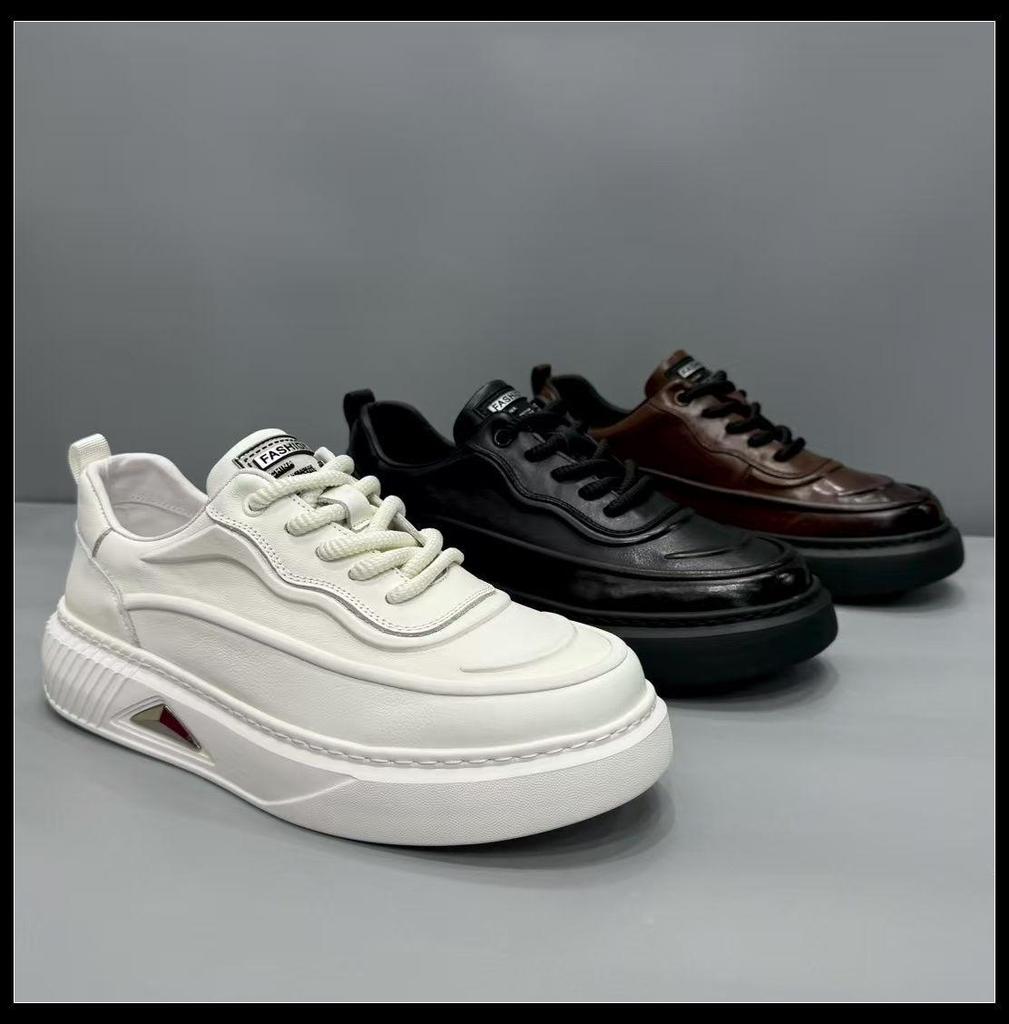 2025 Herren Casual Echtlederschuhe: Jugendlicher Britischer Stil, Sportlicher Business-Look, Weiche Dicke Sohle