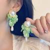 LATS Flower Pearl Stud Earrings Korea Elegant Temperament White Petal Earrings for Women Wedding Party Jewelry Gifts