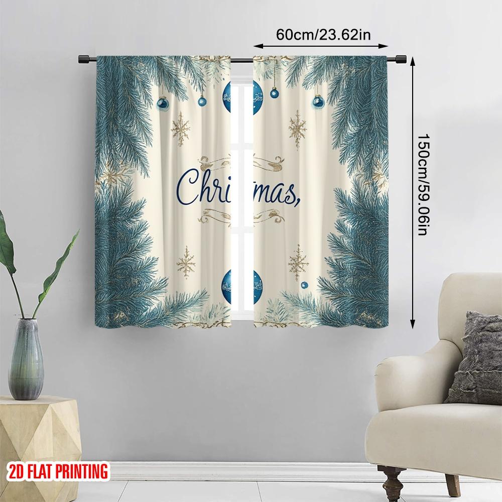 2pcs,2D Plane Printing Print Curtains Christmas Tree Ornaments Festive Woodland (3) Versatile Fabric (without Rod) Versatile All