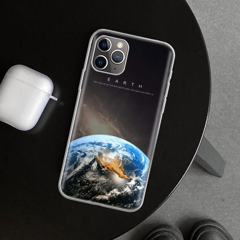 Earth Stars Space Phone Case Cover for iPhone 11 12 13 Mini 14 15 Plus 16 Pro Max 17 Air 7 8 + SE Art Customized Fundas 11 12 13