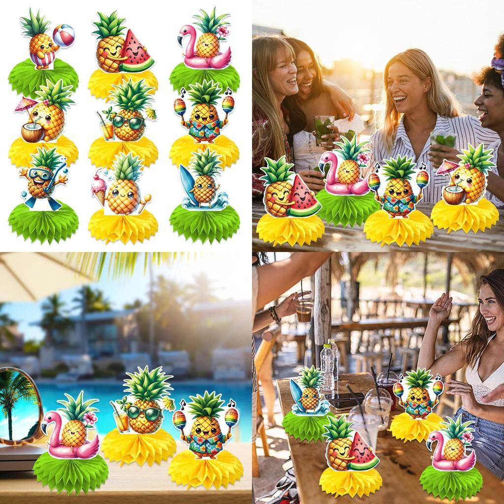 Themed Paper Pineapple Honeycomb Shaped Party Event Desktop Ornament Decor