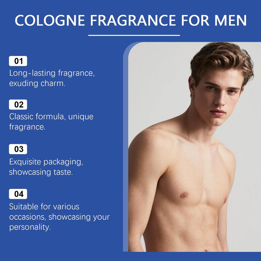 AMZ Men's Charm Cologne: Men's Long-lasting Fragrance, Woody Floral Fragrance Men's Charm Fragrance. Ideal Valentine's Day Gift for Him.