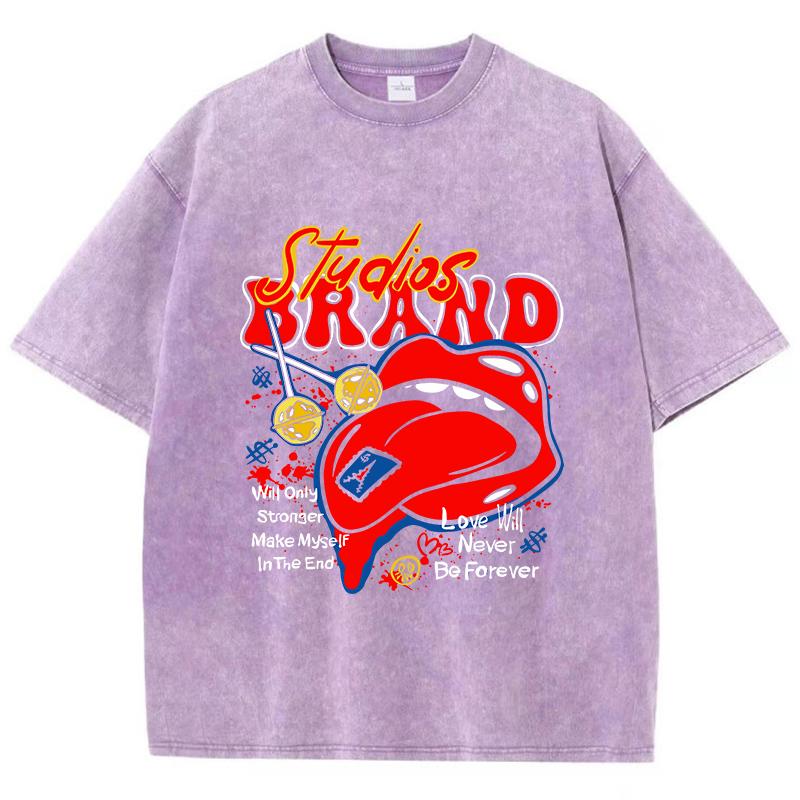 Oversized Woman Washed T-Shirts Studios Brand Print Short Sleeve Cotton Crewneck Oversize Tops Vintage Street Clothes