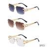 Fashion Leopard Rimless Sunglasses Double Bridges Gradient Ocean Film Shades UV400