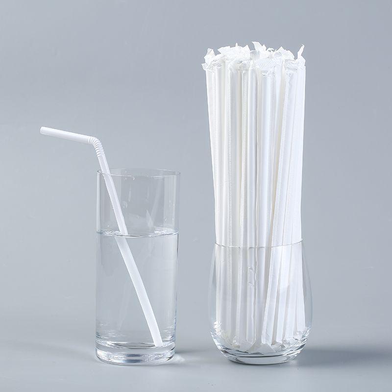 

Individually Wrapped Bendable Plastic Straws - Food Grade for Pregnant Women & Children, Perfect for Milk, Tea, and Beverages. Transparent Straight - 200 pcs