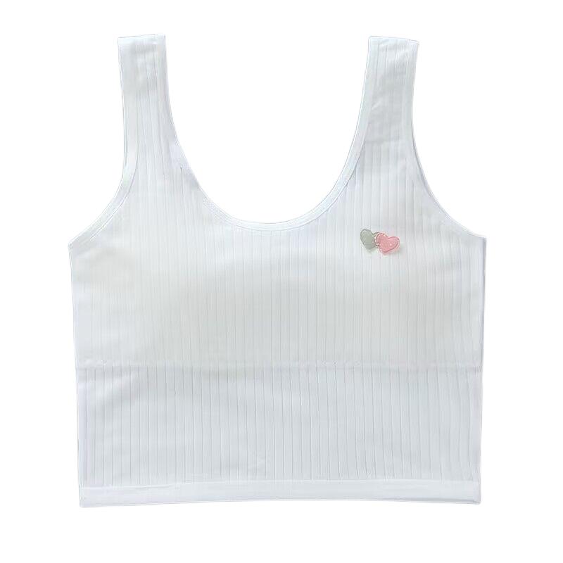

Милое хлопковое однотонное нижнее белье для девочек, тренировочный бюстгальтер-жилет для подростков, От 8 до 14 лет one size белый