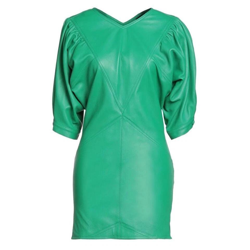 Designer Casual Party Formal Women Dress Genuine Leather Dress Handmade Stylish