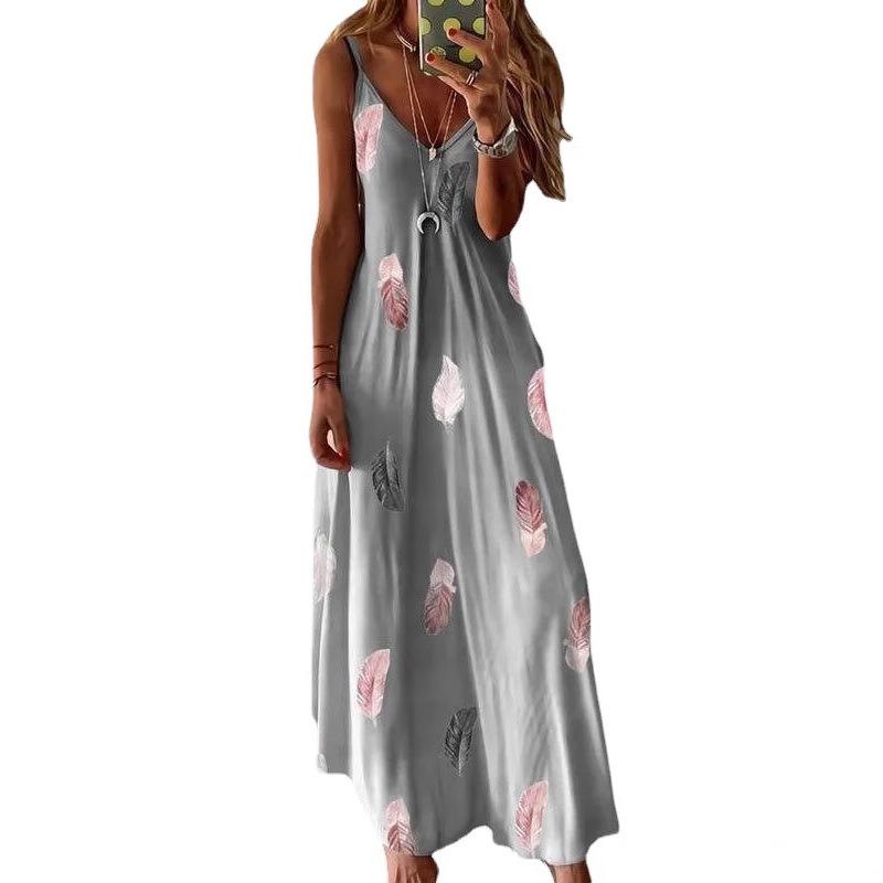 Mode Ärmellos Federdruck Tiefer V-Ausschnitt Trägerkleid Slim Fit Elegant Locker Damen Sommer A-Linie Partykleider Lässig Schlicht Damenbekleidung