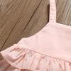 Infant Baby Girls Kids Straps Ruffle Tops T Shirt+Pants+Headband Outfits Set