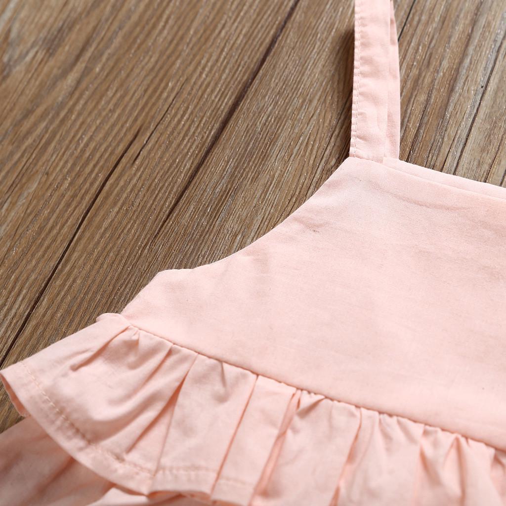 Infant Baby Girls Kids Straps Ruffle Tops T Shirt+Pants+Headband Outfits Set
