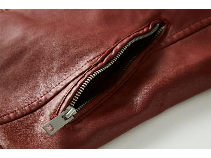 Męska kurtka motocyklowa ze skóry PU - Jednolity kolor, Dostępna w wielu kolorach, Z podszewką z pluszu na jesień i zimę.