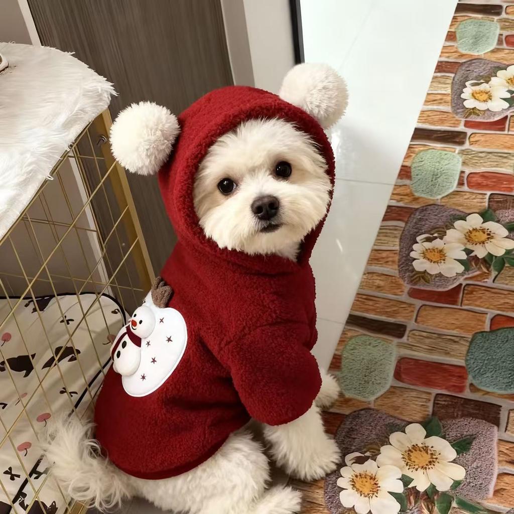 New Year's festive puppy dog clothes to keep warm autumn and winter pet winter Pomeranian small dog Bi Xiong Teddy winter