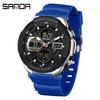Sanda Men's Multifunctional Sports Watch with Three-Time Zone Dual Display & Waterproof Design