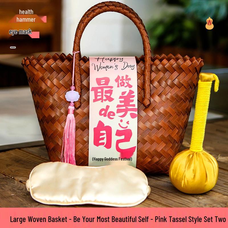 38th Festival Goddess Gift Set: High-End Bamboo Basket Souvenir for Employees