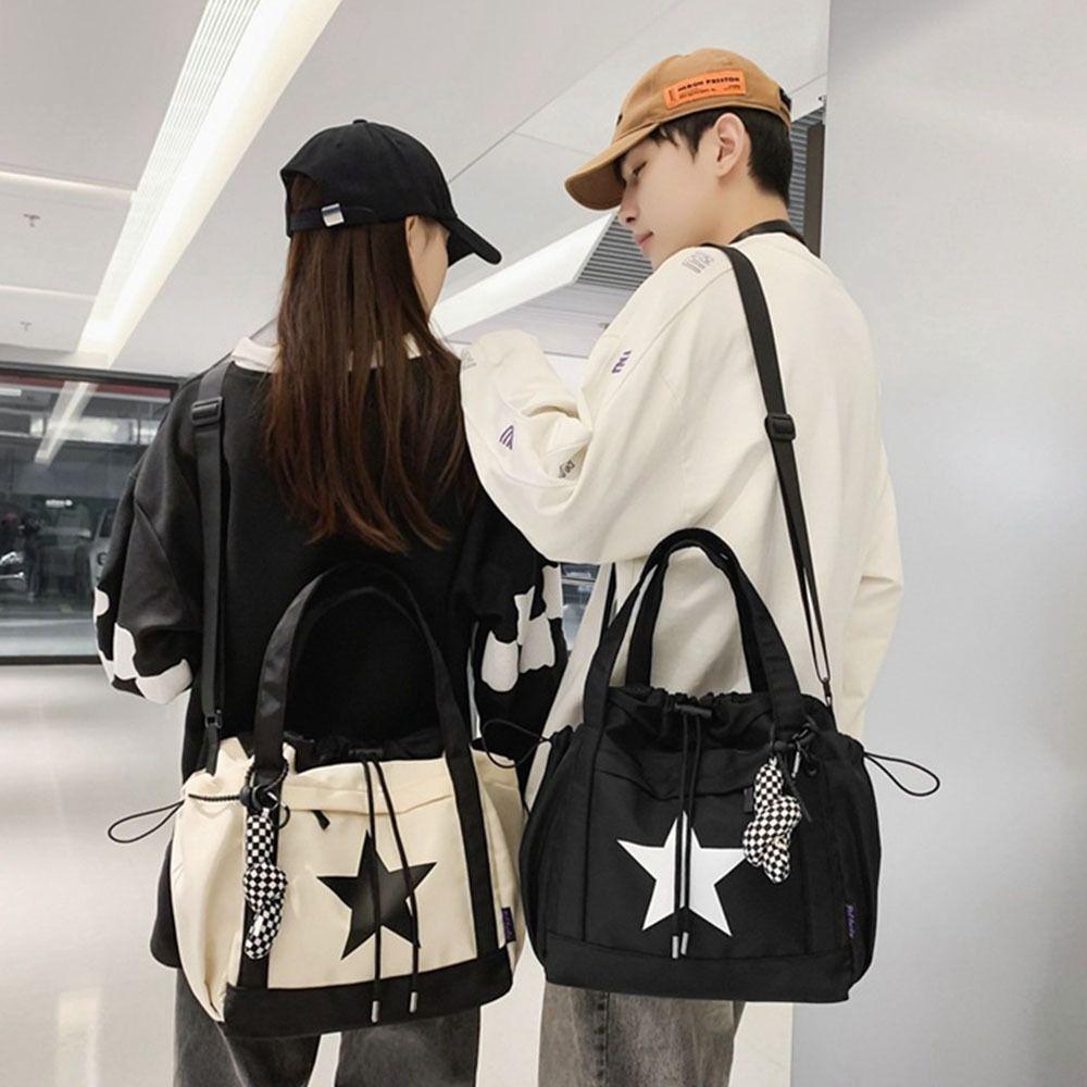 Nylon Star Tote Bag Drawstring Y2K Crossbody Bag Kawaii Large Capacity Shoulder Bag  Outdoor