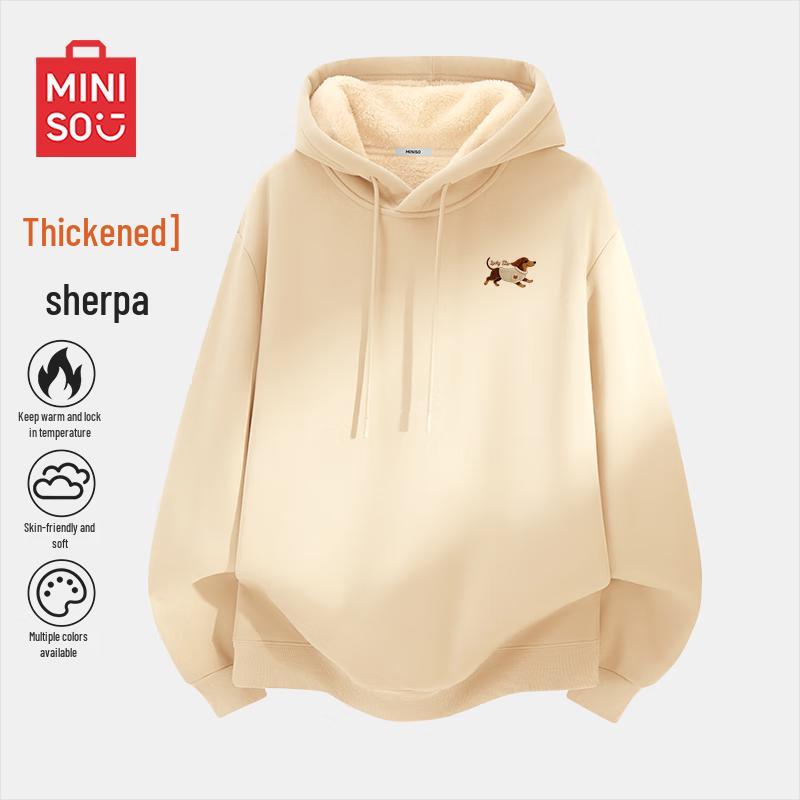 MINISO Men s Plush-Lined Hooded Sweatshirt L