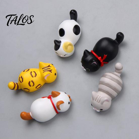 Easy Clean Fridge Magnets 3D Lying Cat Refrigerator Magnet, Cartoon Kitten Resin Animal Small Figurines Magnetic Decor for Whiteboard Cabinet Locker,