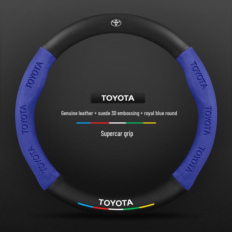 Toyota Avalon Steering Wheel Cover 2019-2024, Carbon Fiber Genuine Leather, Ultra-Thin, All-Season Universal Fit