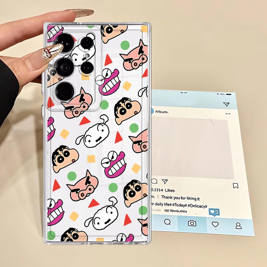 Case for Samsung Galaxy S22 FE S20 Plus S25 Edge S24 S21 S23 Ultra S26 Note 20 Ultra 10 Phone Cover Cute Crayons Shinchan