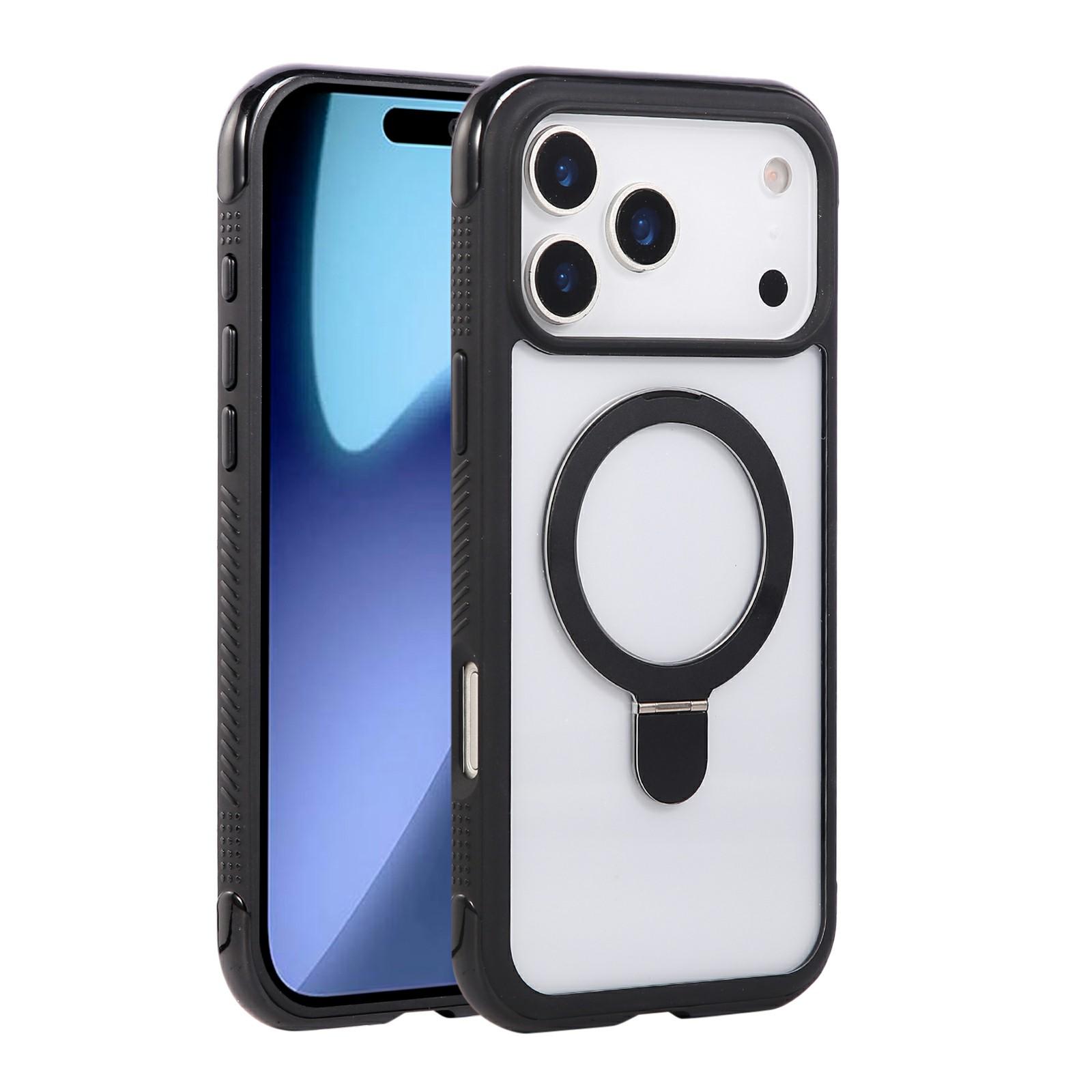 

For iPhone 17 Pro Max Case Compatible with MagSafe Kickstand Shockproof TPU PC Clear Phone Back Cover