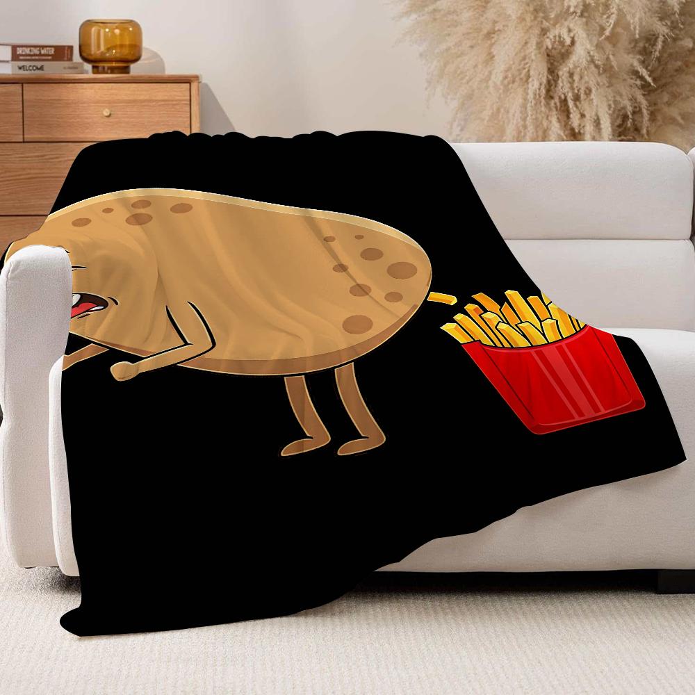 Funny print food Blanket For Sofa Office Bed Plane Travel Sleep Read Relax Camping Soft And Warm