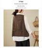 Women's 2026 Spring Retro Distressed V-Neck Button Vest, Short Artistic Cotton Linen Waistcoat, Solid Color Outerwear.