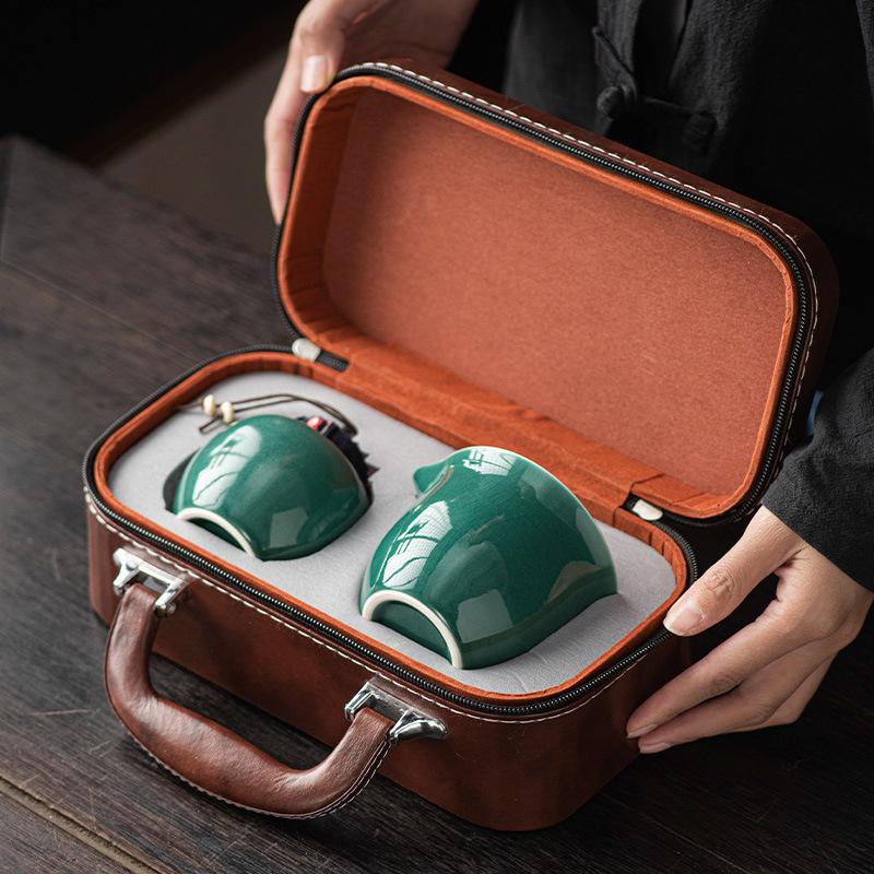 Ceramic Creative Travel Tea Set Portable Exquisite Chinese Office Tea Set Supplies Outdoor Brewing Teapot Tea Set Home Gift New