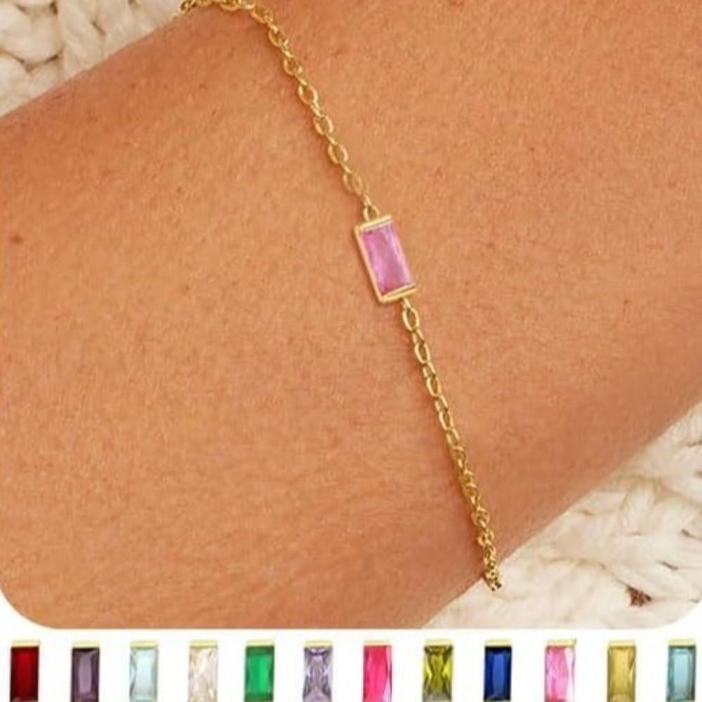 Stackable Gold Plated Bracelet Sparkling Minimalist Bracelet Trendy Birthstone Bracelet  Jewelry