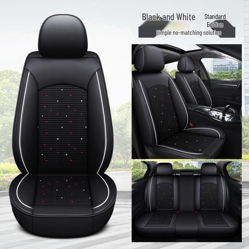 Four Seasons Universal Leather Car Seat Cover - Cool, Breathable & Comfortable, Full Surround Fit for Any Car Model