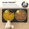 Raised Dog Bowl, Foldable Elevated Dog bowls with Slow Feeder, 4 Adjustable Heights, for Small Medium Large Breeds