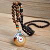 Handmade Bohemian Long Pendant Necklace Women With Wooden Beads Bodhi Seed Charm Vintage Ethnic Style