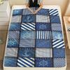 1Pc Nautical Print Flannel Blanket, High quality Comfortable for All Seasons, Home Decor, Warmth and Comfort, Perfect for Christmas Gifts