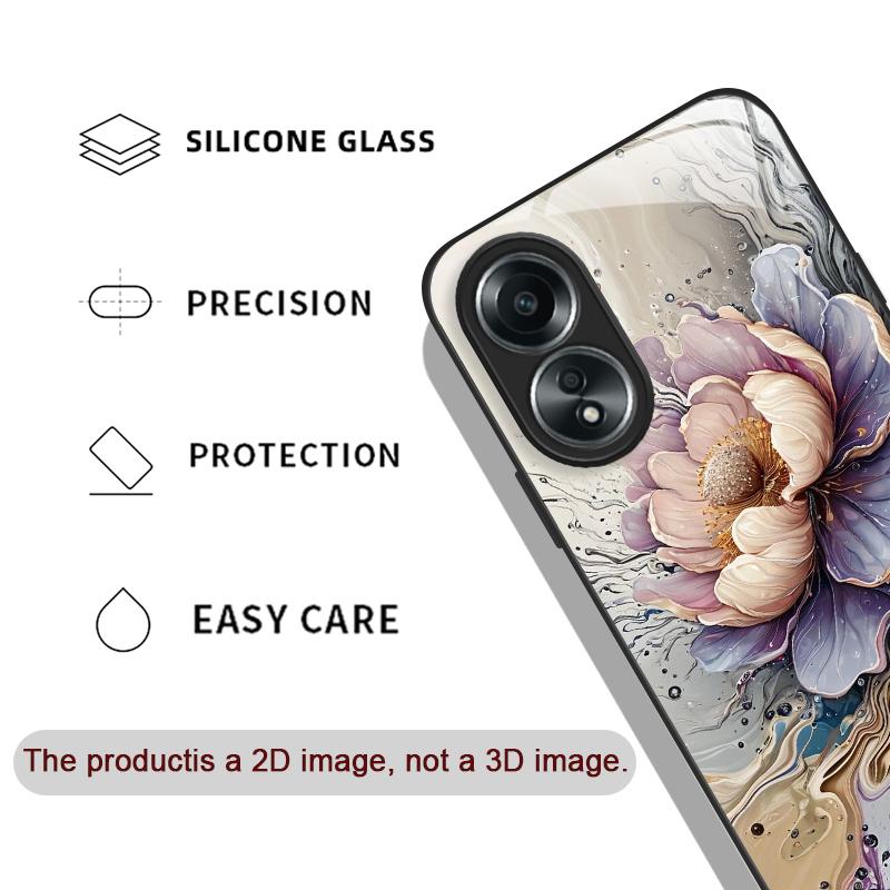 Luksusowe Etui ze Szkła Hartowanego z Kwiatowym Wzorem Marmuru Lotosowego na Telefon OPPO Realme 14 13 Pro Plus 12 11 10 Neo 3 X7 PRO C75 C67