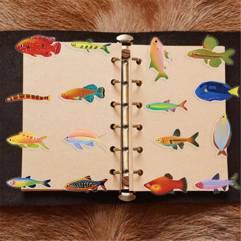 50 Sheets Fish Sticker Reward Sticker Scrapbooking Sticker Ocean Decal Sticker Sea Animal Sticker for Phone Laptop
