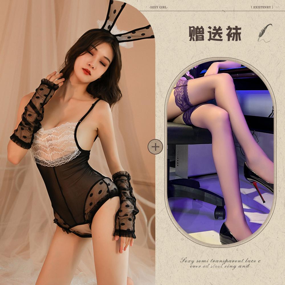 New Sexy Underwear Bunny Uniform Open Crotch Free Backless Temptation Tease Passion Suit