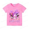KPop Demon Hunters Birthday T-shirt Girl Kawaii Anime Pattern Short Sleeve Children's Fashion Cartoon Tee Top Home Clothing Gift