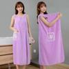 Coral Fleece Long Bathrobe Wrap: Absorbent Adult Bath Towel, Pure Cotton Alternative